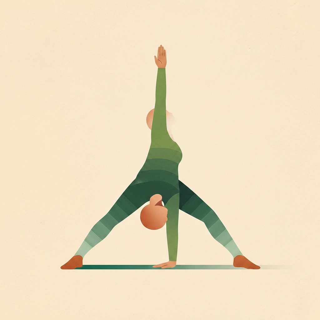 Revolved Wide Legged Forward Bend yoga pose illustration