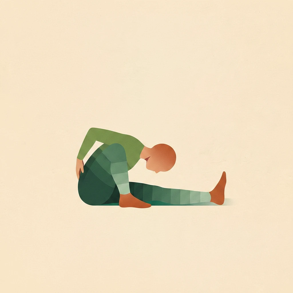 Seated Half Bound Lotus Forward Bend Pose yoga pose illustration