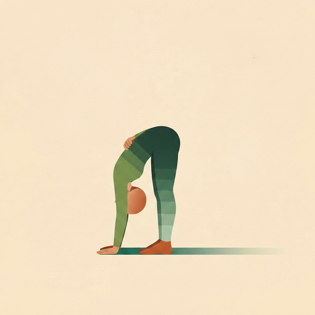 Standing Half Bound Lotus Forward Bend Pose yoga pose illustration